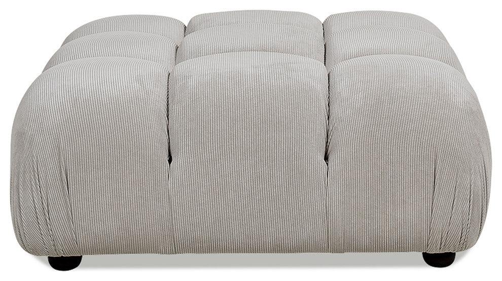 Marcel 36" Modular Tufted Square Cocktail Ottoman, Pebble Gray Corduroy