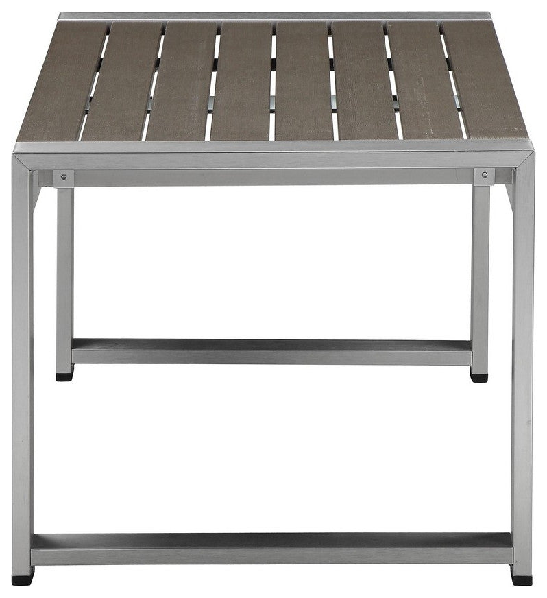 Benzara BM287844 Kili 35" Coffee Table, Surface, White Gray Aluminum Frame