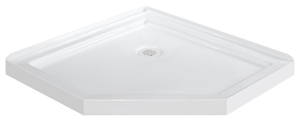 Aston 36"x36", Neo-Angle Semi-Frameless Shower, Stainless With Shower Base