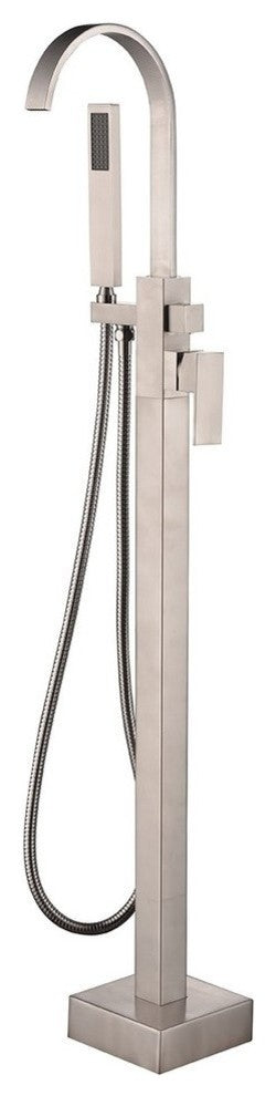 ADM Freestanding Tub Filler Handheld Shower Spray, Brushed Nickel, 59" Hose