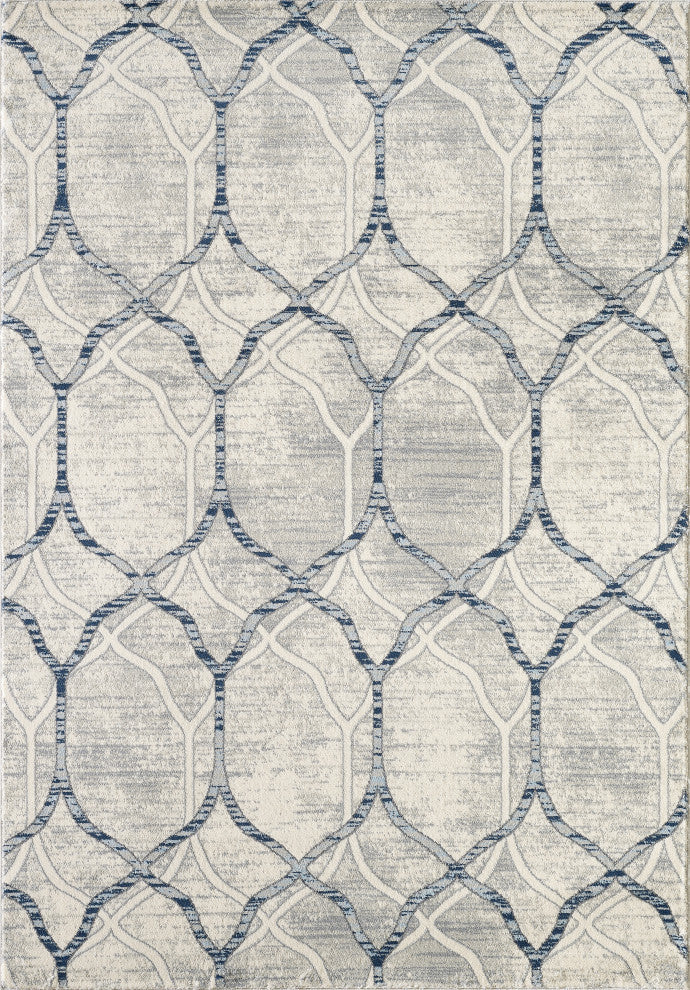 Abani Arto ART130A Geometric Trellis Ivory and Grey Area Rug