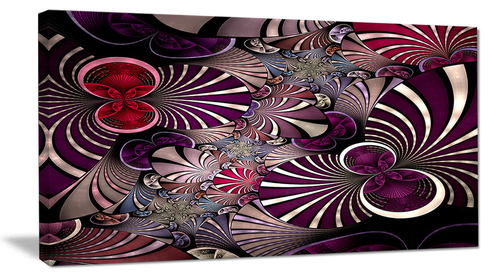 Dark Violet Fractal Flower, Abstract Wall Art Canvas, 32x16