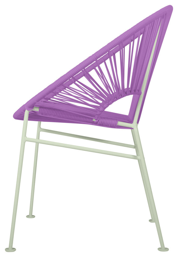 Concha Indoor/Outdoor Handmade Dining Chair, Orchid Weave, Chrome Frame