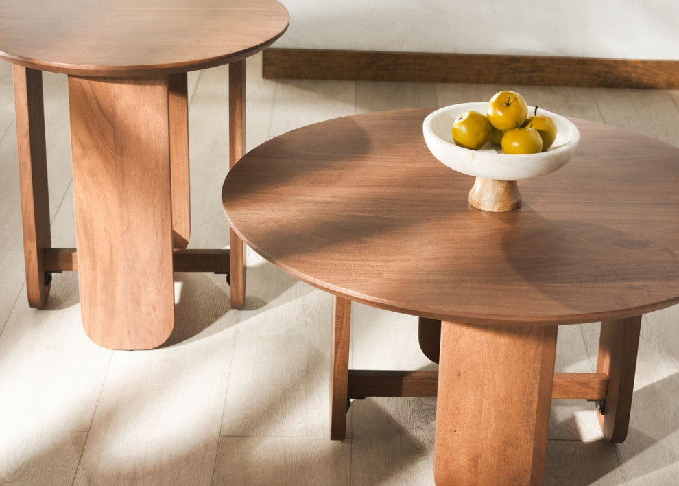 Safavieh Couture Raybelina Round Coffee Table, Walnut