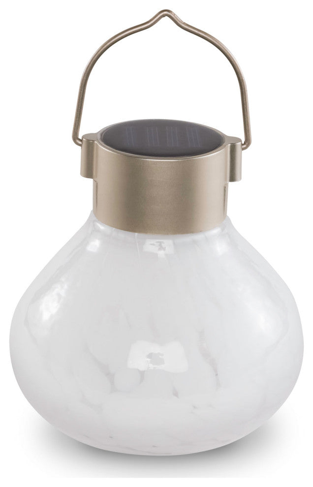 Solar Glass Tea Lantern, White