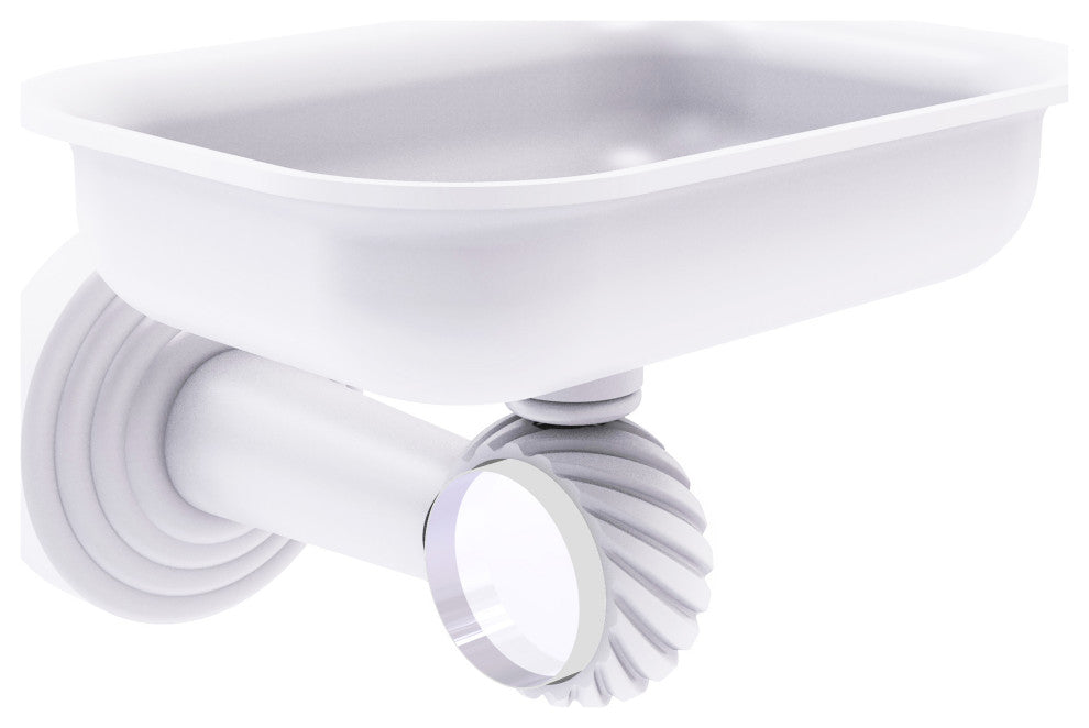 Pacific Beach Wall-Mount Soap Dish Holder with Twist Accents, Matte White