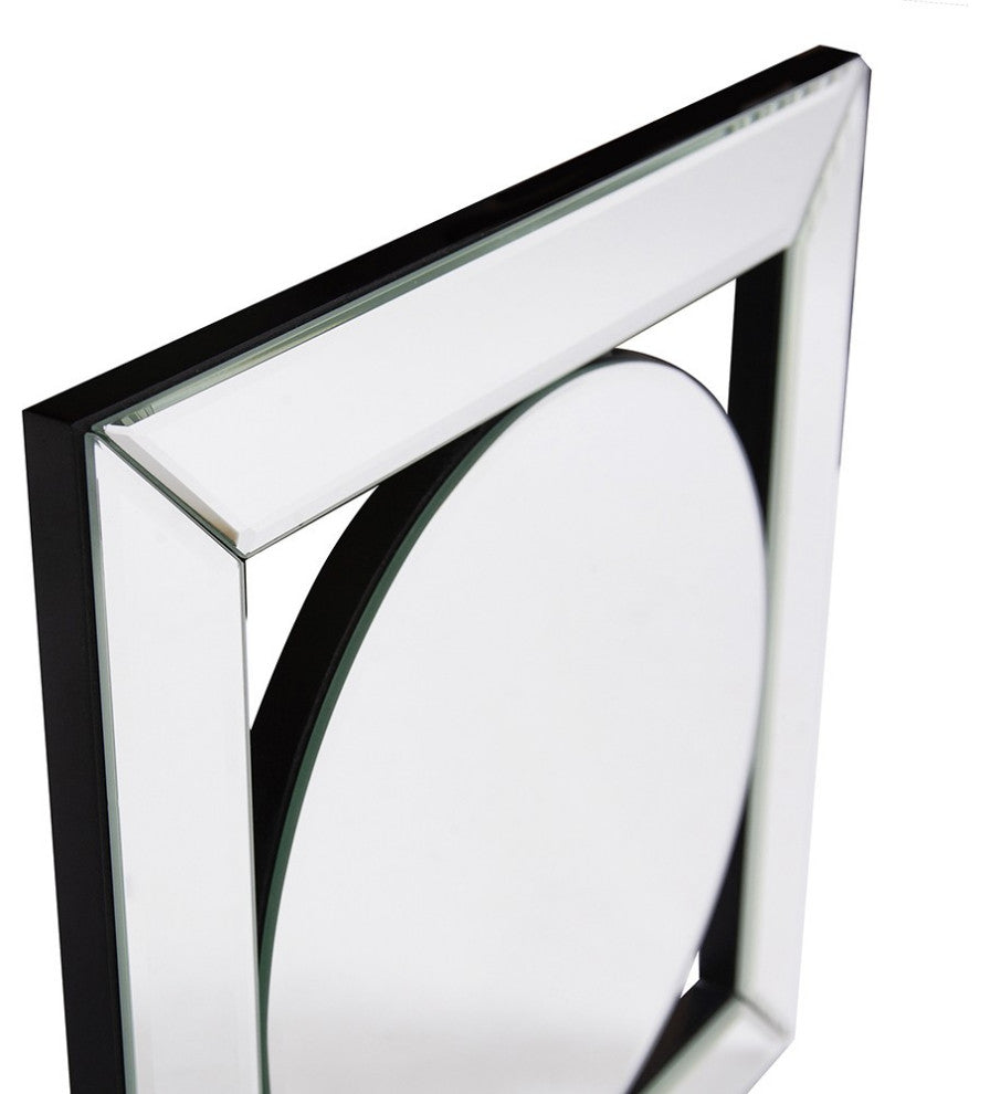 HomeRoots Square Mirror With Center Round Mirror