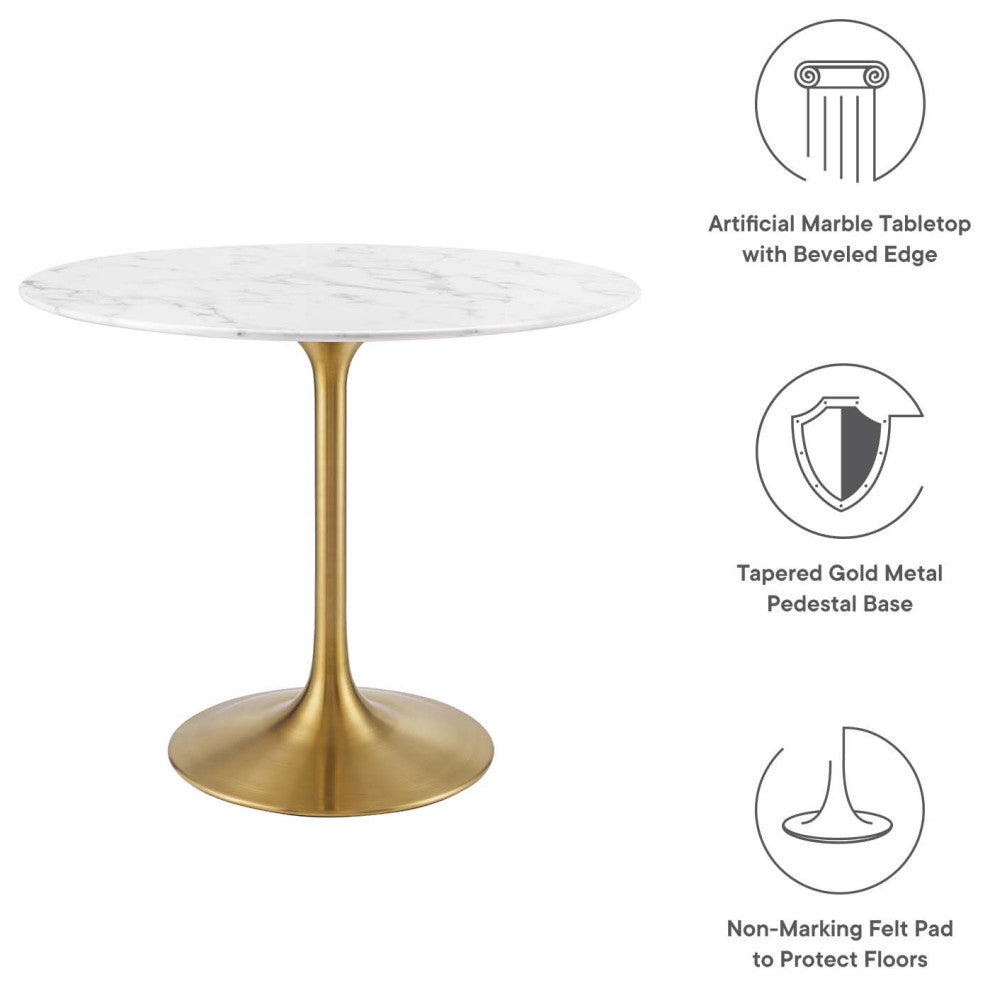 Lippa 36" Round Artificial Marble Dining Table by Modway