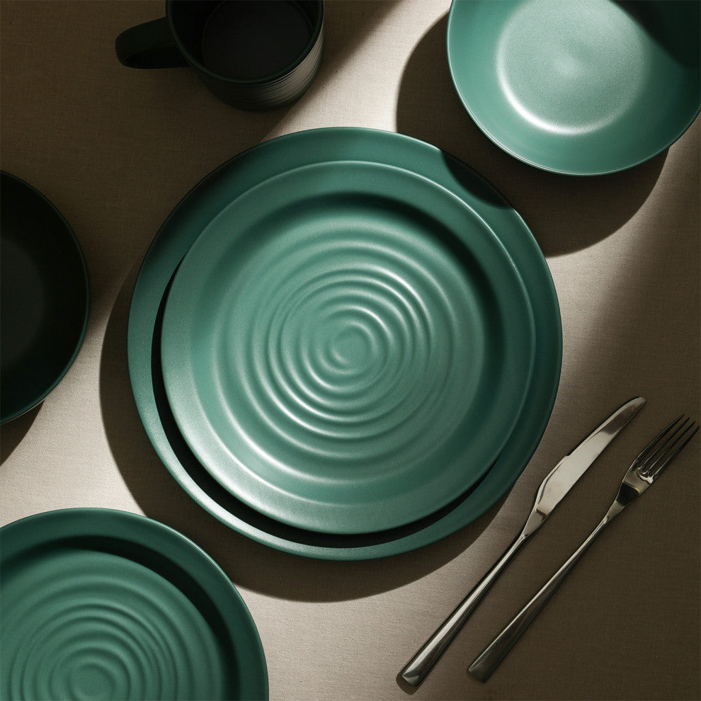 Stone Lain Orbit Stoneware Dinner Plate Set of 4, Green