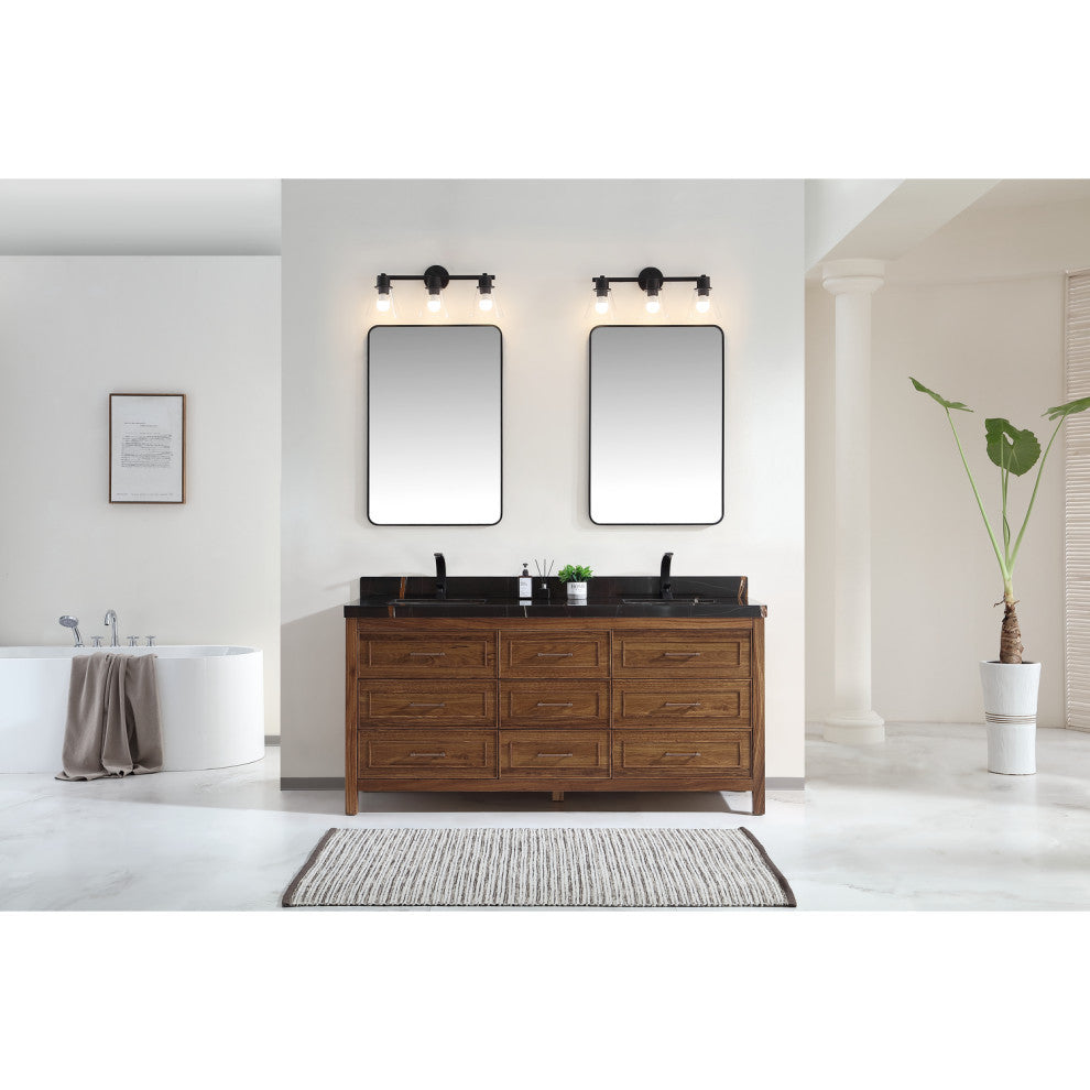 WK2428-72-EW-B Vanity With Mirror, Sconce and Faucet Included