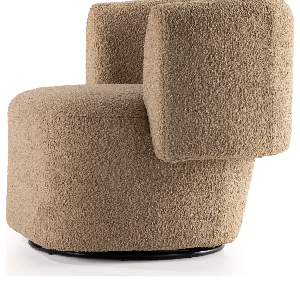 Tybalt Swivel Chair, Sheepskin Camel