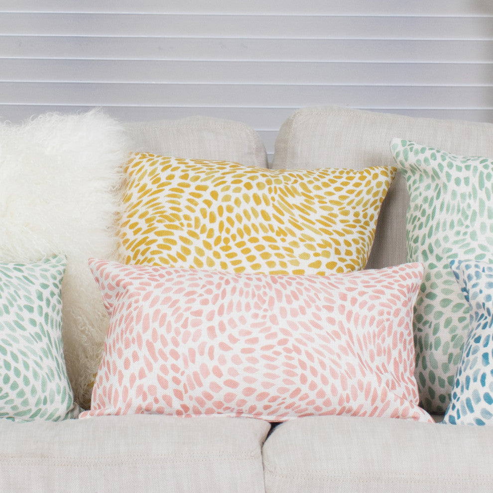 Matisse Dots Coral Pink Throw Pillow 12x19, with Polyfill Insert