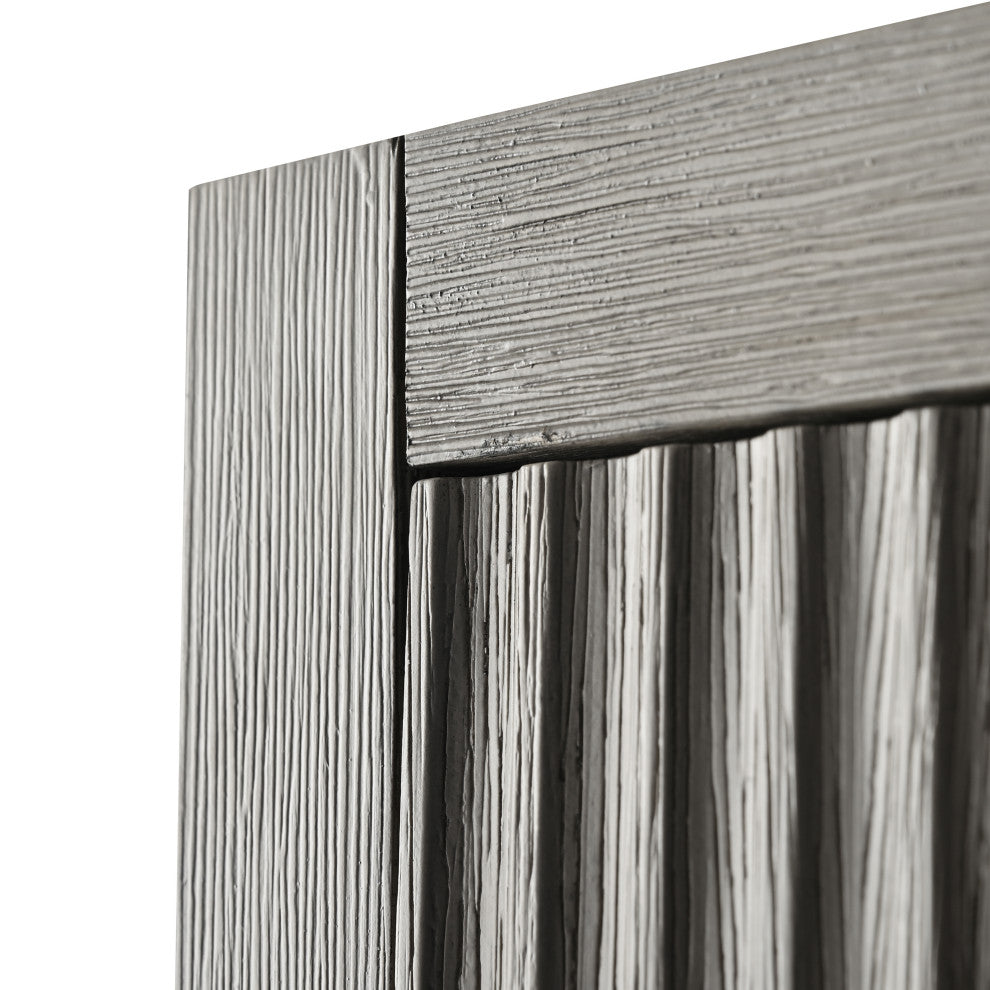 Vanity Art 24" Wall Mounted Bathroom Storage Cabinet, Linear Driftwood Gray, Matte Black Handle
