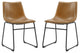 18" Industrial Faux Leather Dining Chair, Set of 2, Whiskey Brown