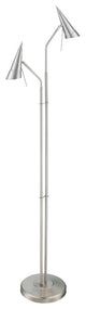 2-Light Floor Lamp, Polished Silver and Metal Shade