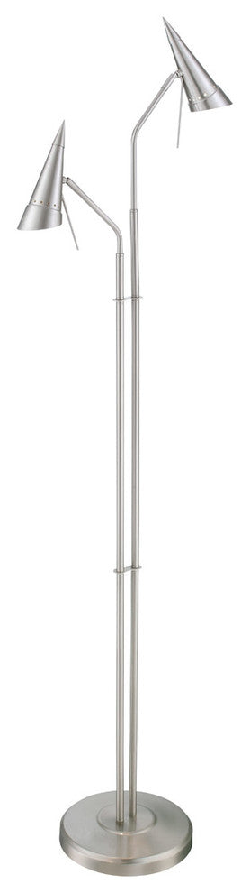 2-Light Floor Lamp, Polished Silver and Metal Shade