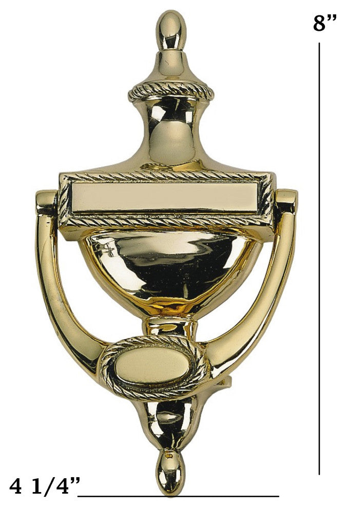 Rope Door Knocker 8", Polished Brass