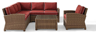 Bradenton 5-Piece Outdoor Wicker Seating Set, Sangria
