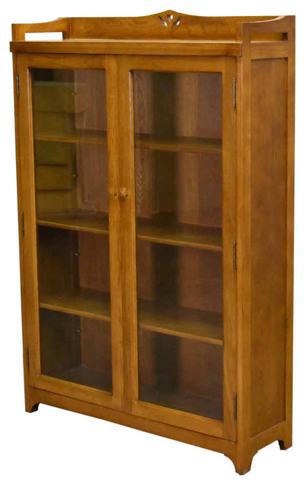Mission Solid Oak Bookcase Curio Cabinet, Michael's Cherry