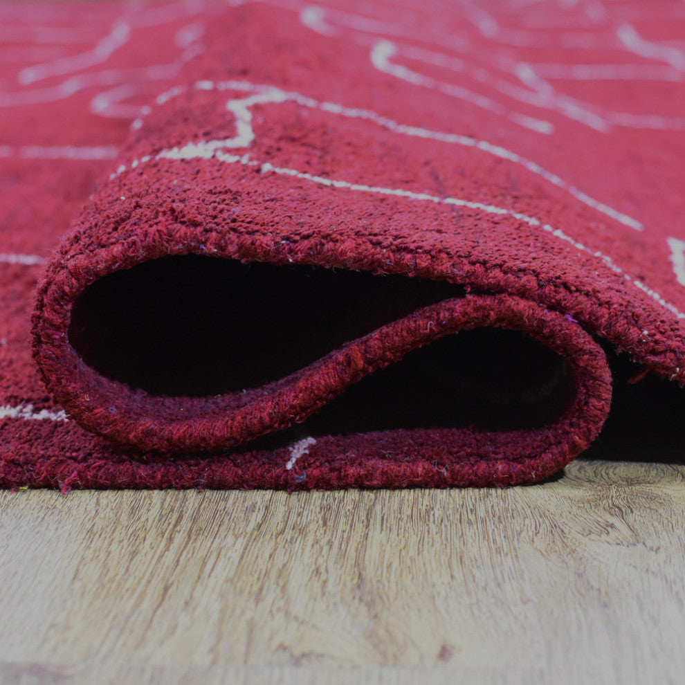 HAND KNOTTED LOOM SILK ECO-FRIENDLY RUGS-8'x10',Rectangle,Red White,Contemporary