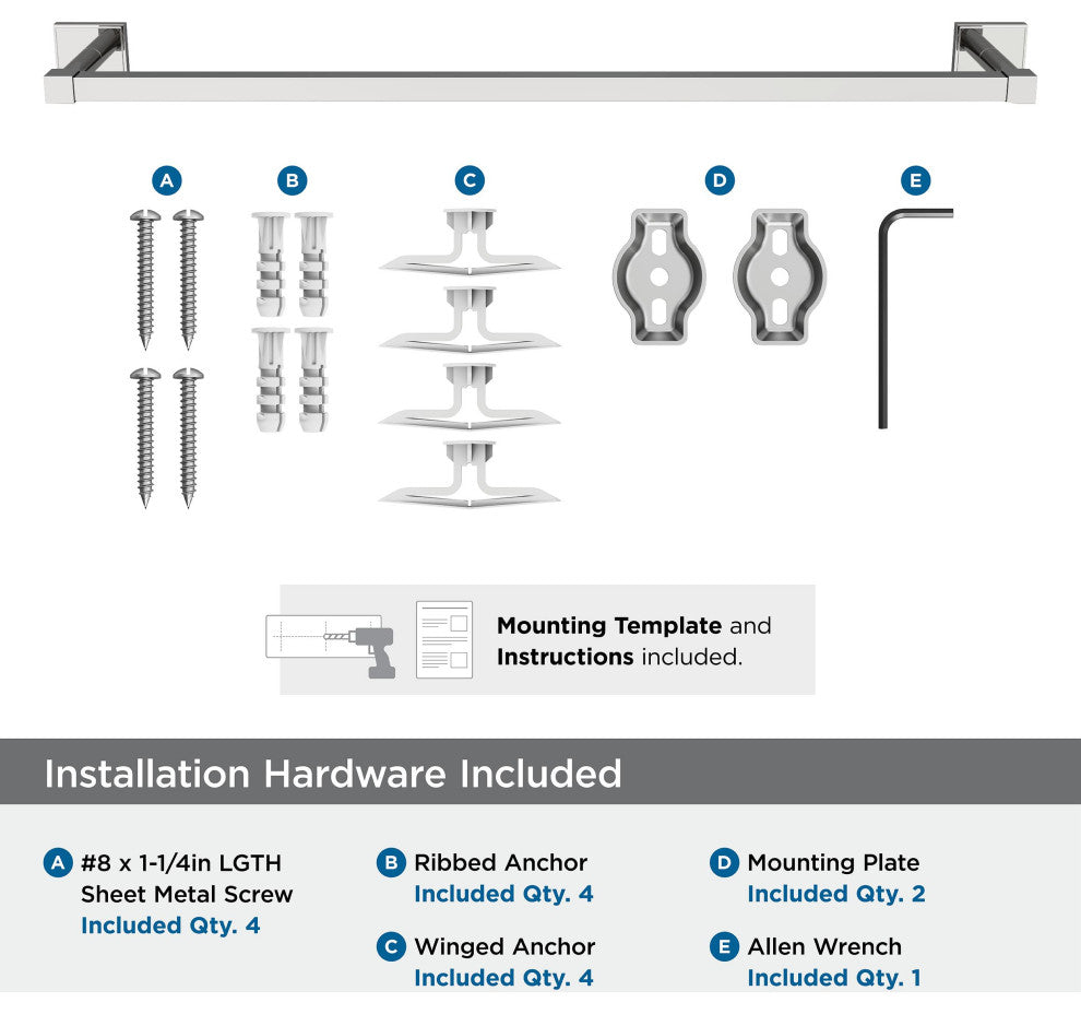 Appoint Traditional Towel Bar, Chrome, 24" Center-to-Center