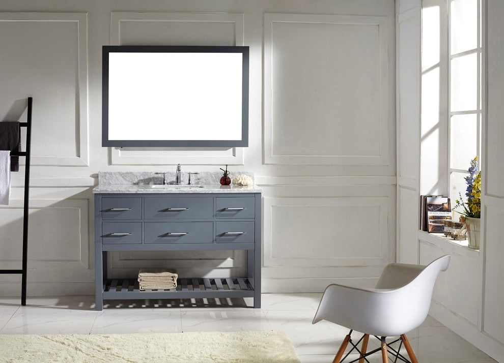 Caroline Estate 48" Single Bathroom Vanity Set Gray, Marble Top