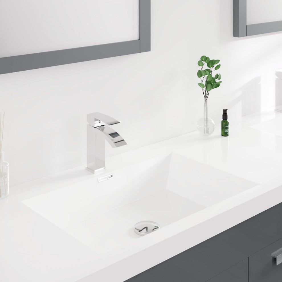 Eviva Lugano 72" Gray Modern Double Sink Bathroom Vanity With White Top