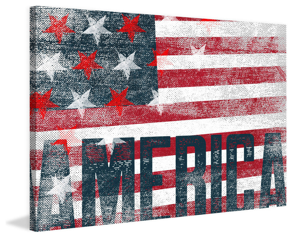 Marmont Hill, "Stars Stripes" by Rick Martin Painting on Wrapped Canvas, 45x30