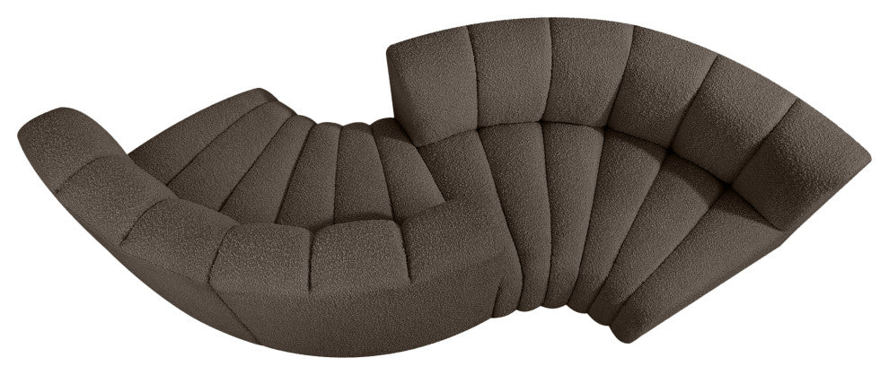 Arc Boucle Fabric Upholstered 4-Pc. Facing Modular Sectional, Brown