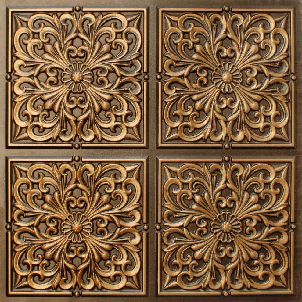 Antique Gold 3D Ceiling Panels, 2'x2', 100 Sq Ft, Pack of 25