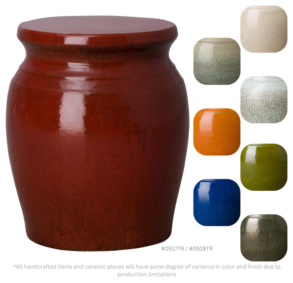 Koji Tropical Red Indoor/Outdoor Ceramic 18" Garden Stool