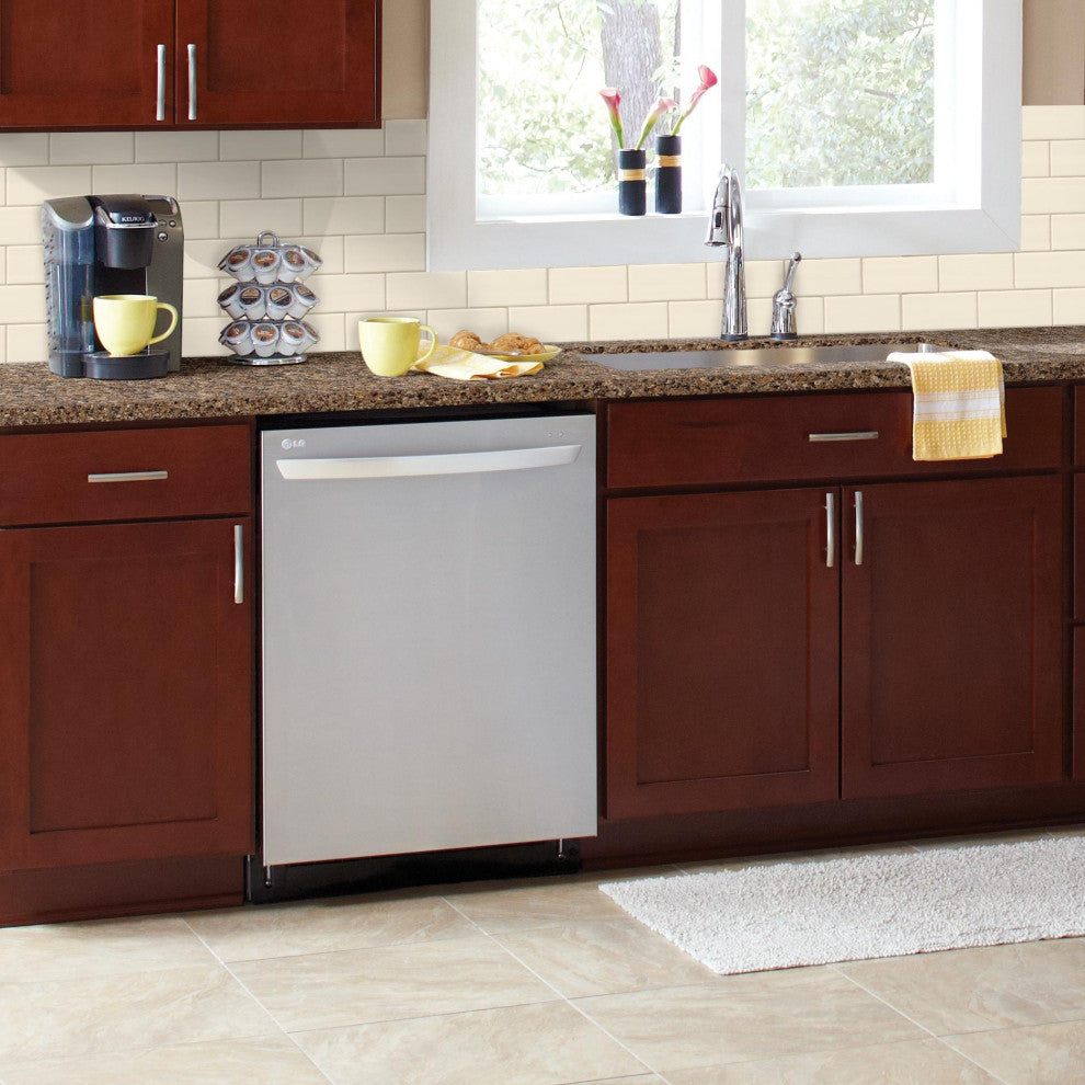 Almond Glossy 3x6 Subway Ceramic  Tile, (4x4 or 6x6) Max Order One Sample