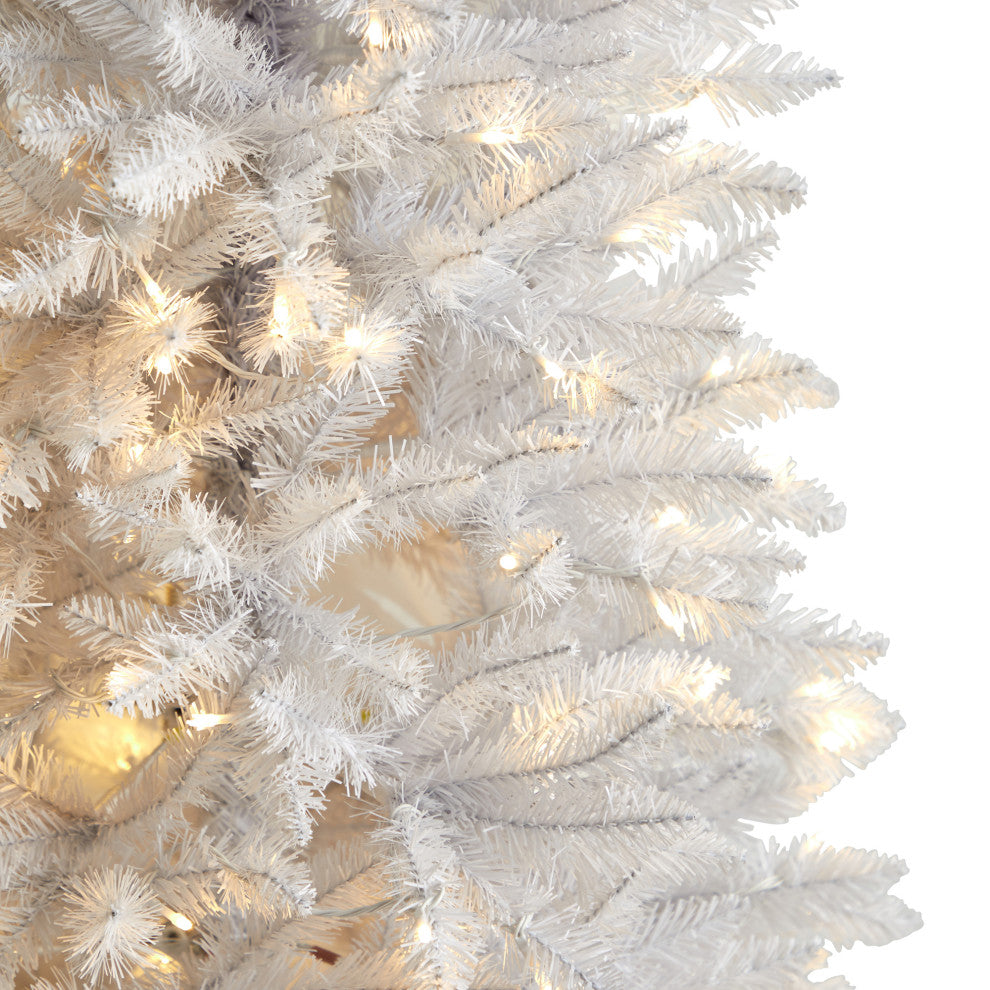 6' Slim White Faux Xmas Tree W/250 Warm White LED Lights & 743 Bendable Branches