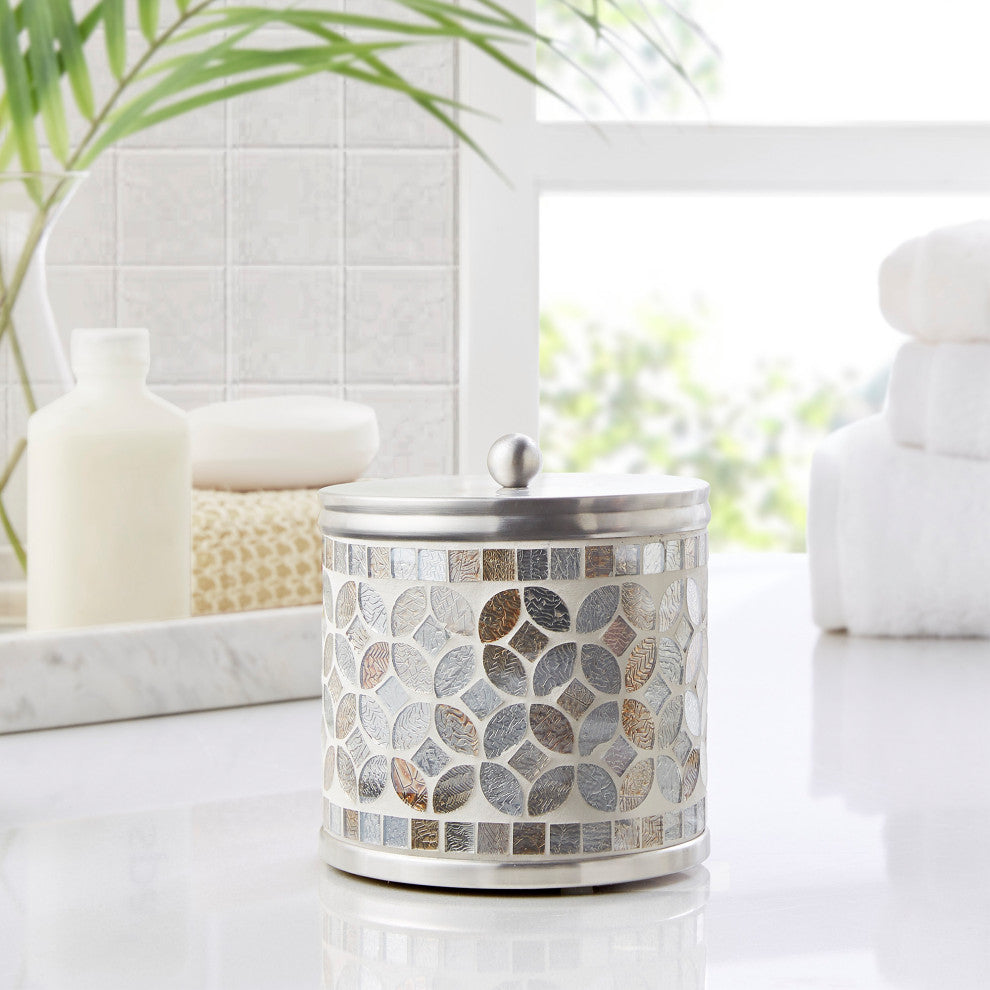 Croscill Seville Mosaic Glass Bathroom Accessories, Jar