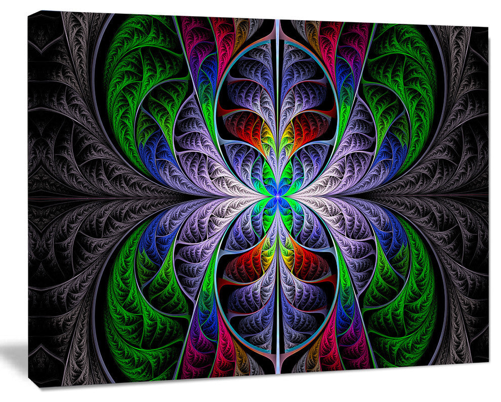 Beautiful Fractal Stained Glass, Abstract Wall Art Canvas, 40x30