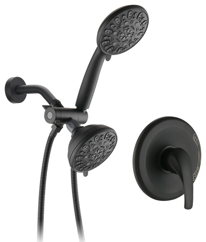Set of shower heads With handheld and valve, Matte Black