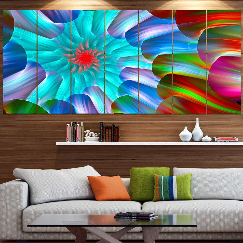 Multi Layered Fractal Spirals, Abstract Canvas Art Print, 83"x32", 7 Panels