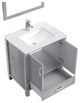 Jacques 30" Distressed Grey Single Square Sink Vanity with Quartz Top, With Mirr