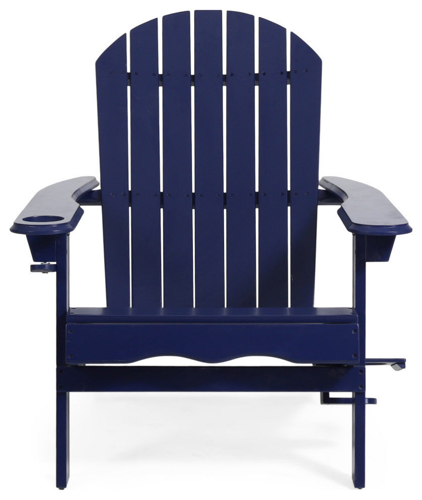 Javion Outdoor Acacia Wood Folding Adirondack Chairs, Set of 2, Navy Blue