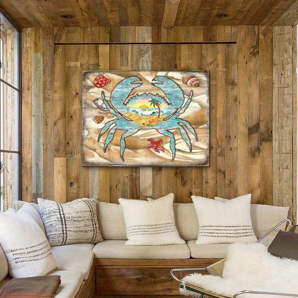 Scenic Crab Wooden Block, 36 X 24