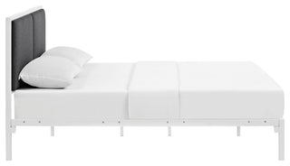 White Gray Della King Fabric Bed