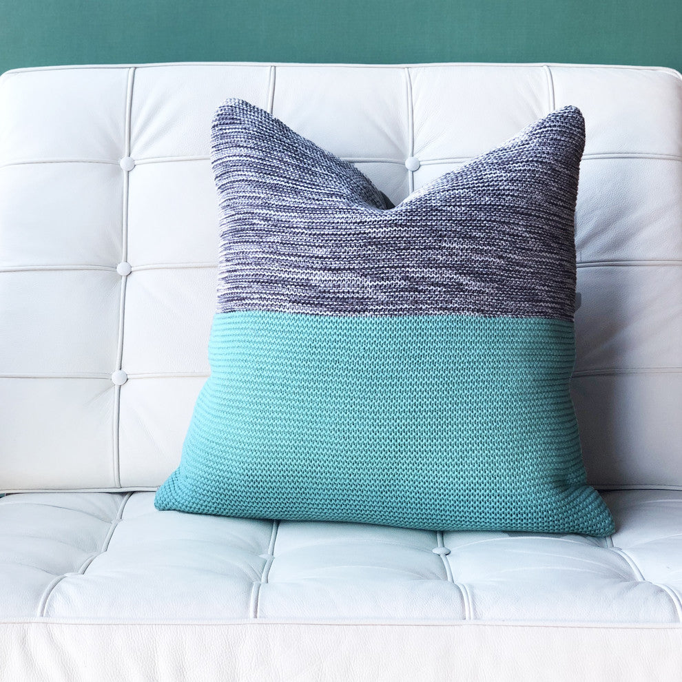 Pillow Decor, Hygge Espen Knit Pillow, Celeste Green