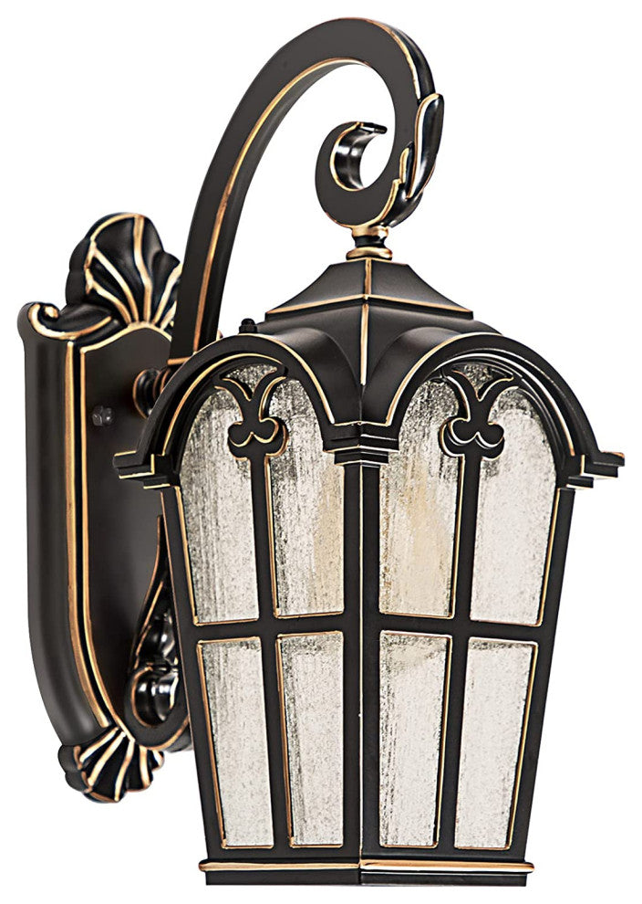 Garden Wall Lantern Outdoor Wall Mount Light Fixture With Seeded Glass Shade
