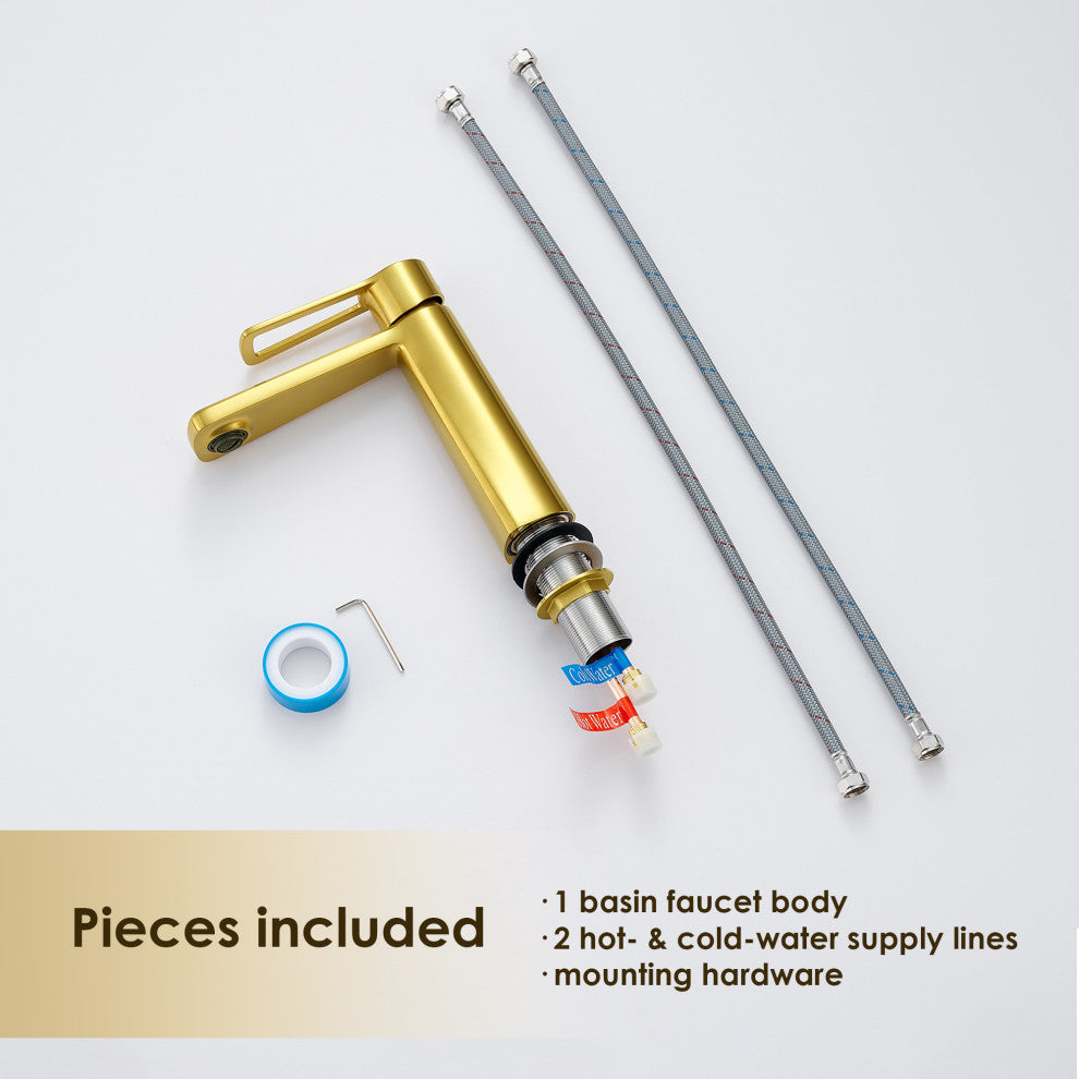 Paula Single Hole Single-Handle Bathroom Faucet, Brushed Gold