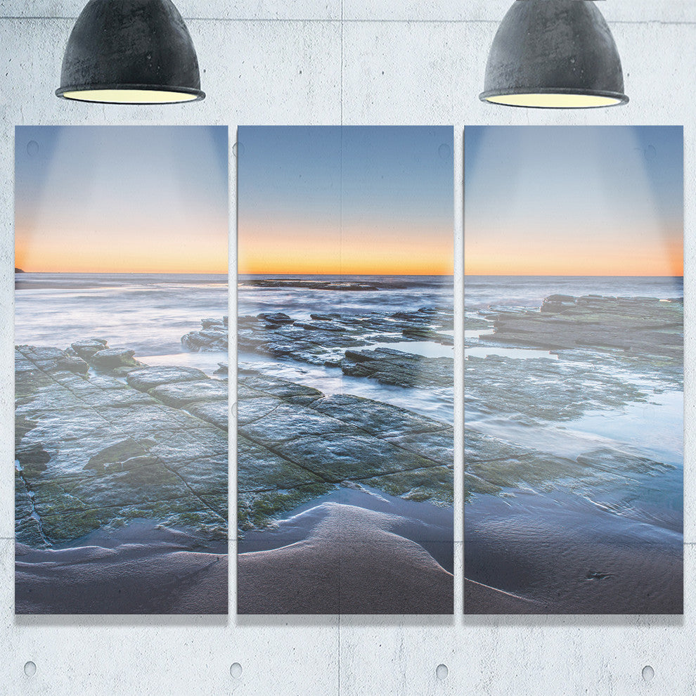 "Sunrise Over Wide Sydney Ocean" Metal Wall Art, 3 Panels, 36"x28"