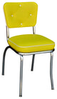Retro Home Upholstered Tufted Back Dining Chair, Yellow, Box Seat