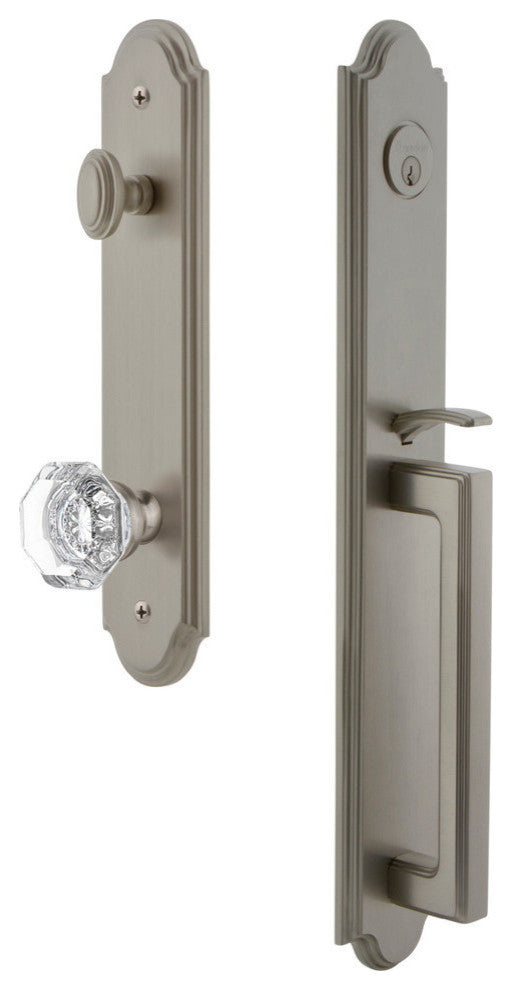 Arc 1-Piece Dummy Handleset, D Grip and Chambord Knob, Satin Nickel, 848507