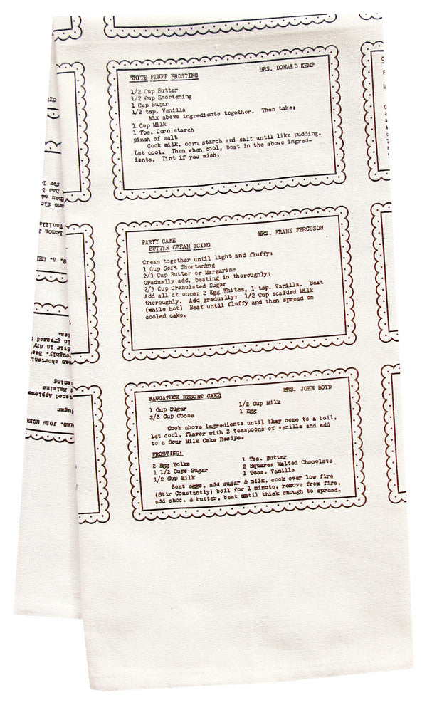 Organic Retro Recipe Dessert Tea Towel