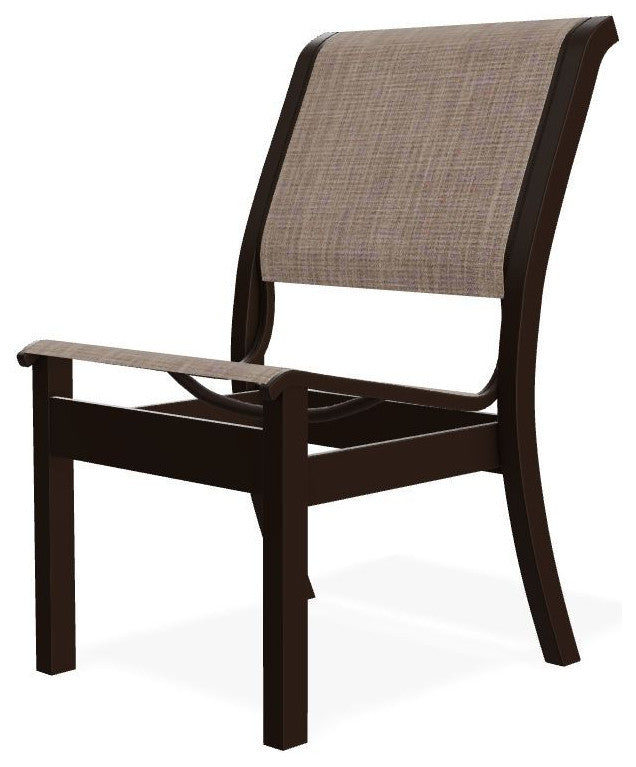 Leeward Sling Stackable Outdoor Dining Chair, Augustine Fennel/Kona