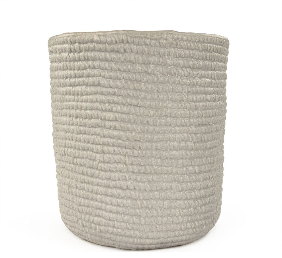 Grey Cross Weave Vase Large